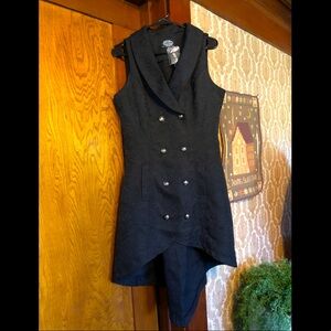 Womens goth medieval tailcoat vest jacquard fabric